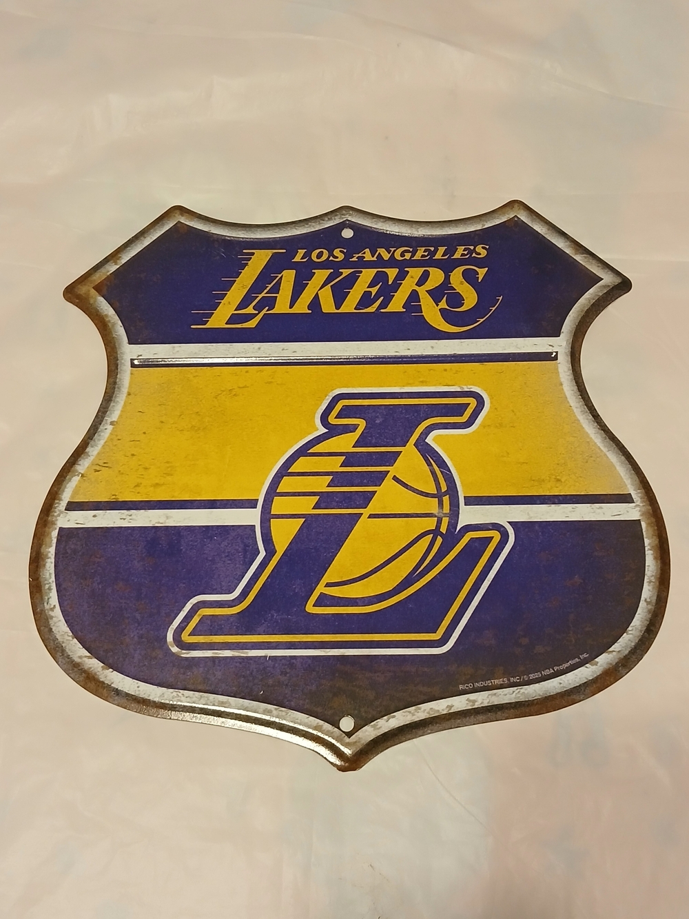 Lakers Metal Wall Sign in Purple and Gold